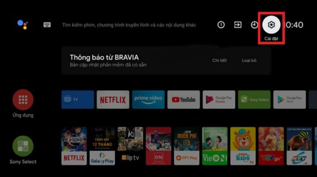 Thiết lập lại cài đặt mạng trên tivi Sony